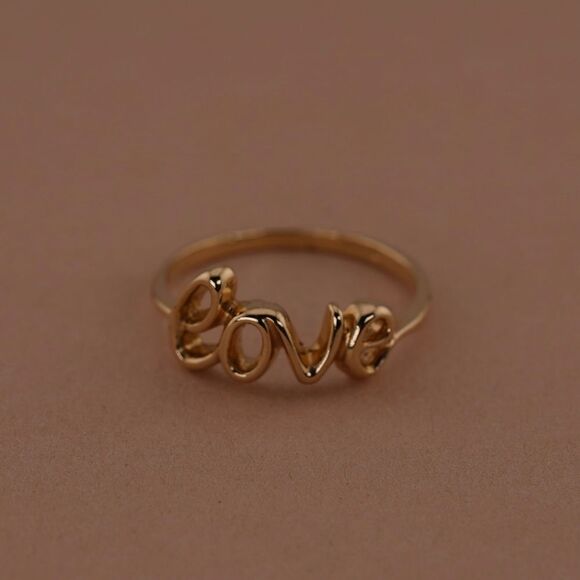 14k Real Gold Love Ring | Fancy Love Ring | Real Gold Everyday Ring | - Picture 1 of 10